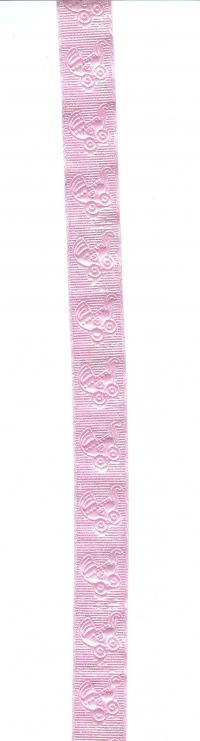 Billede: præget rosa barnevognsbånd, ca. 1 mete